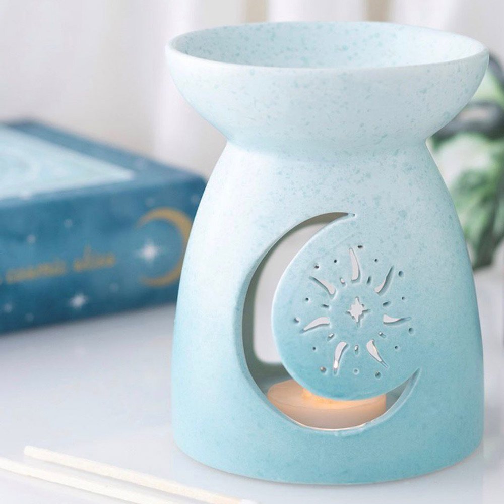 Quemador de cera Luna azul de cerámica para wax melts